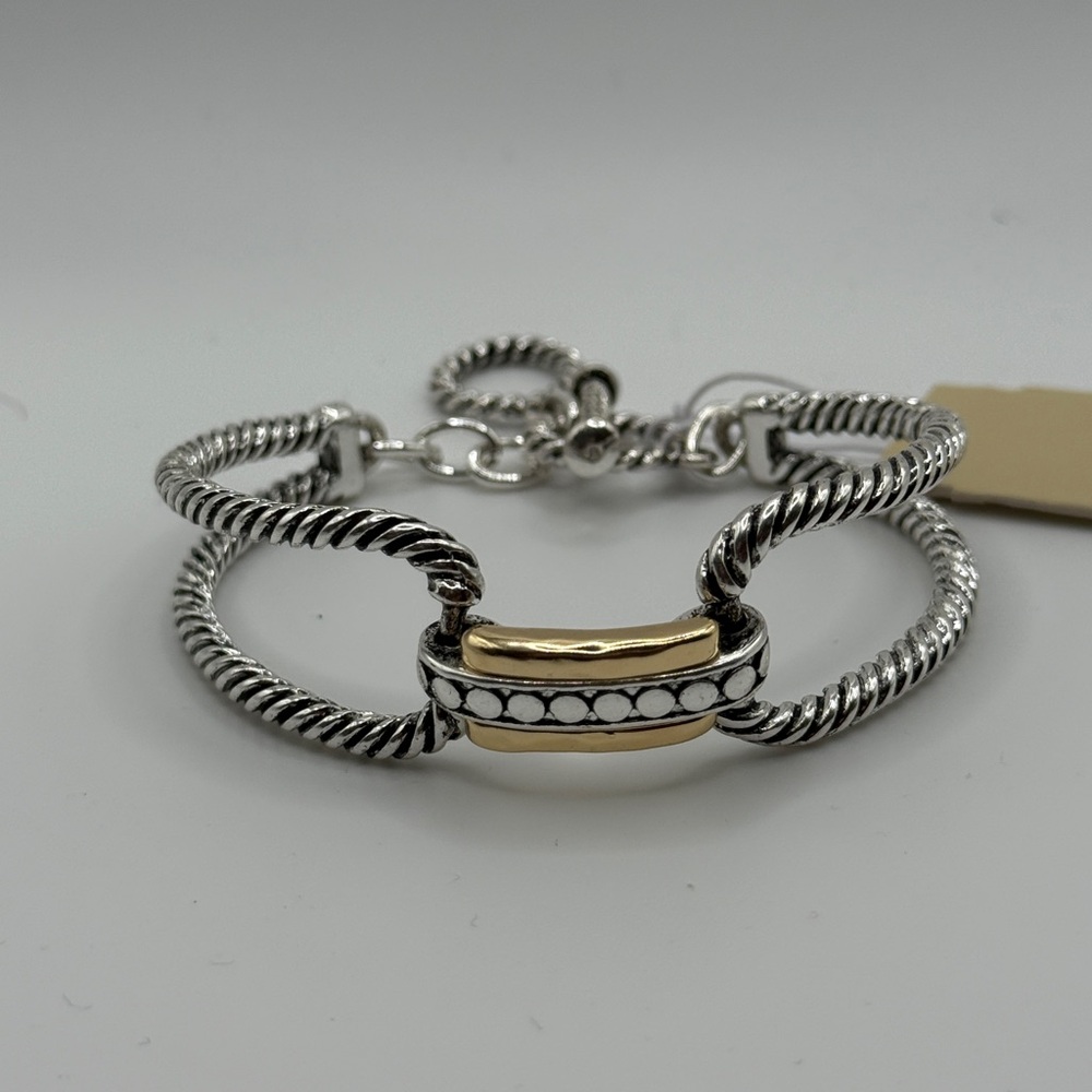 Chunky Silver and Gold Two-Tone Bracelet